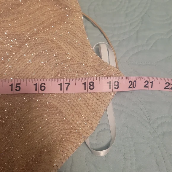 B. Darlin beige/gold glitter dress. Size XL. Spaghetti straps. - Picture 8 of 11